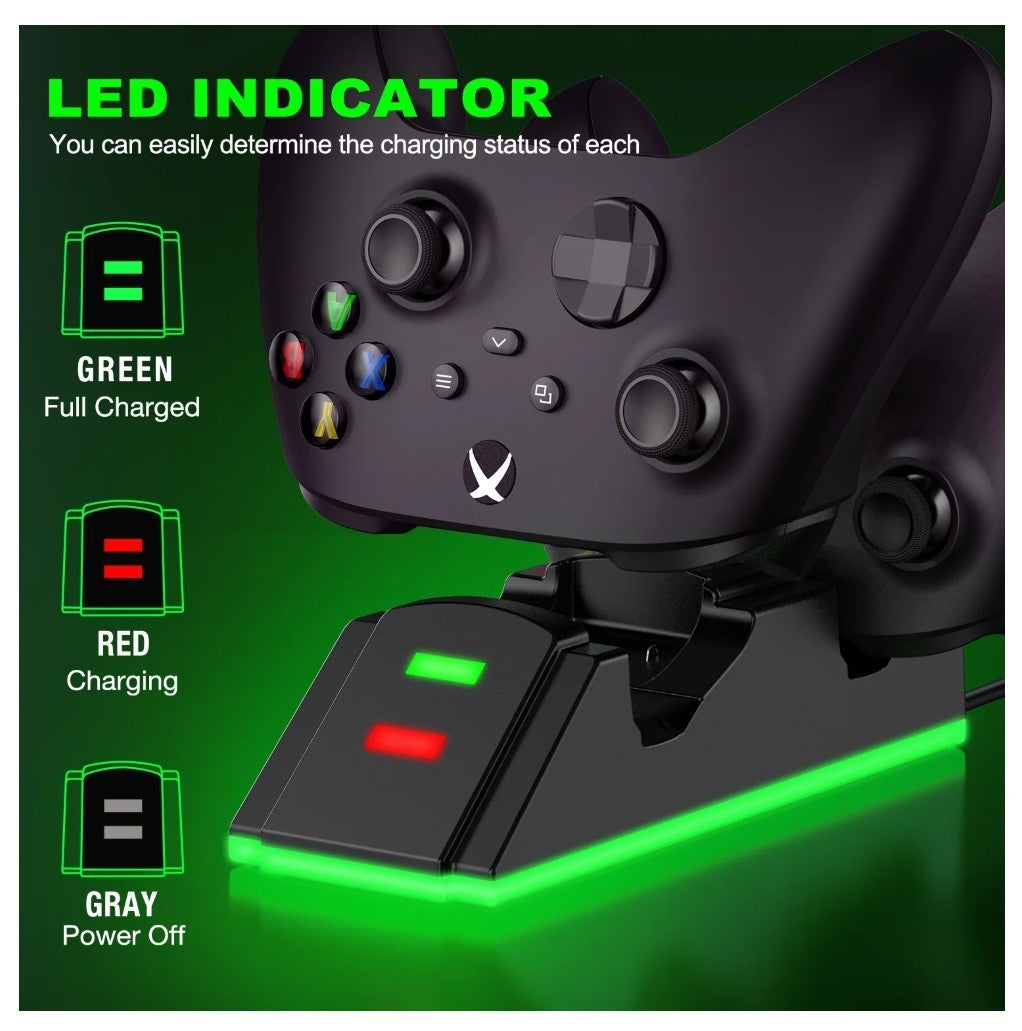 Beboncool Xbox Charging Station with 2 x 1200mAh(3600mWh)Rechargeable Battery Pa