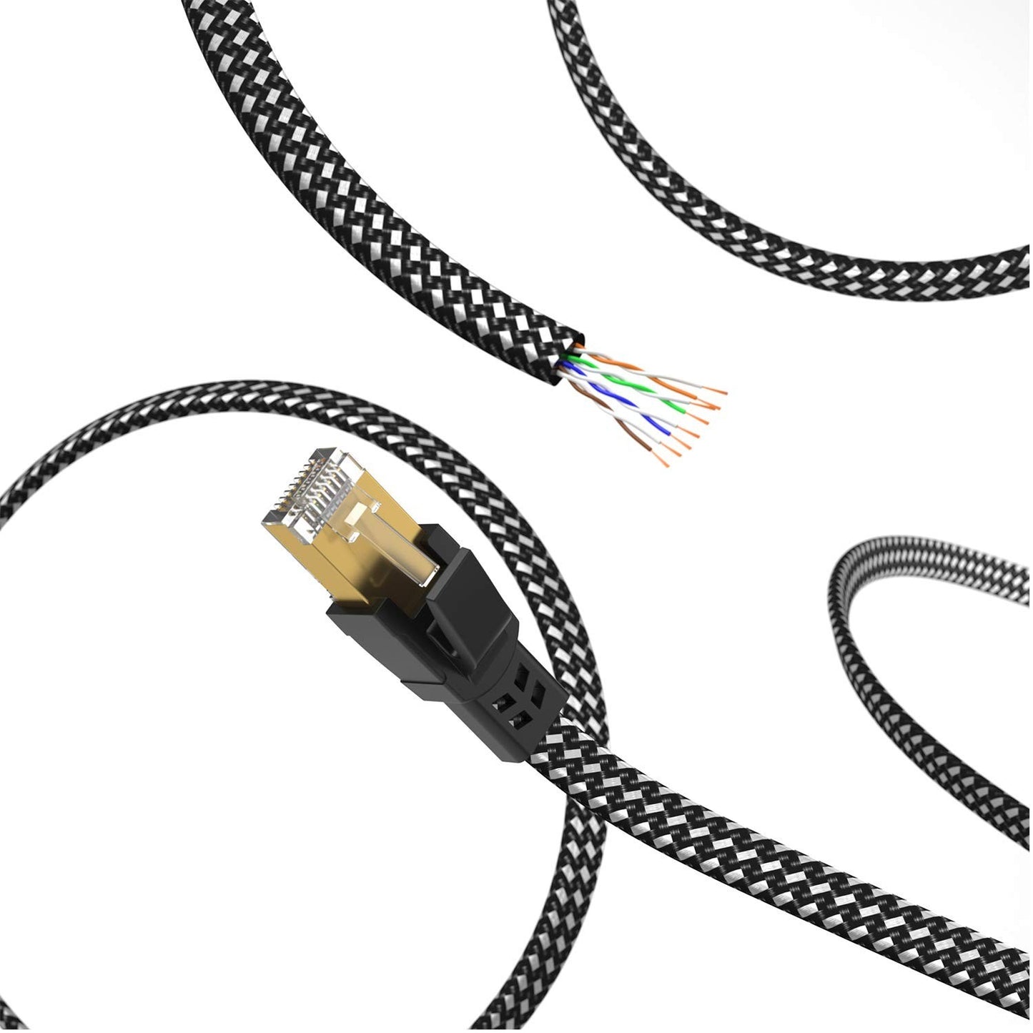 Cat 8 Ethernet Cable 20FT 40Gbps, 2000MHz Flat Braided SFTP, RJ45 for PS5/PC/...