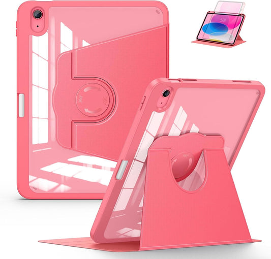 Soke iPad 11" 2025/10.9" 2022 Rotating Case w/ Pencil Holder Shockproof Pink