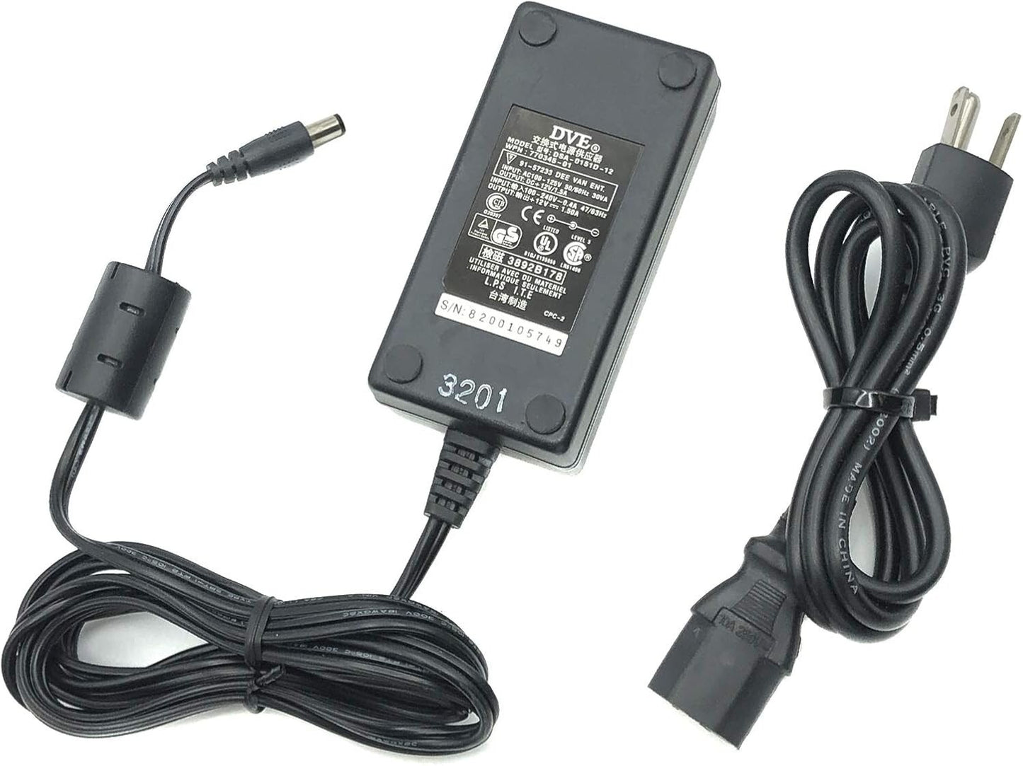 DVE DSA-0151D-12 Power Supply – 12V DC 1.5A Adapter for Electronics & Devices
