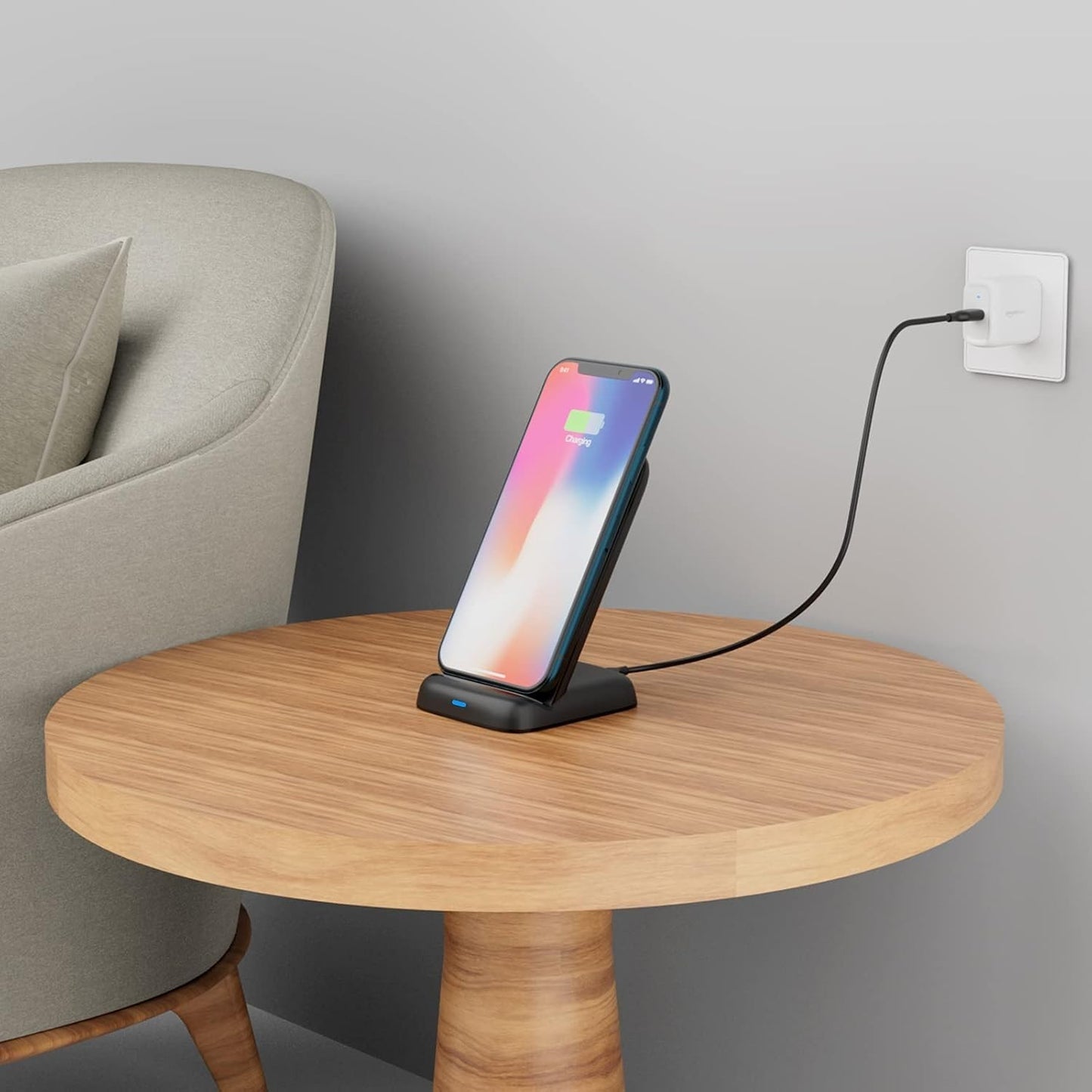 10W Amazon Basics Qi Certified Wireless Charging Stand iPhone 15/14/13/12/11/X