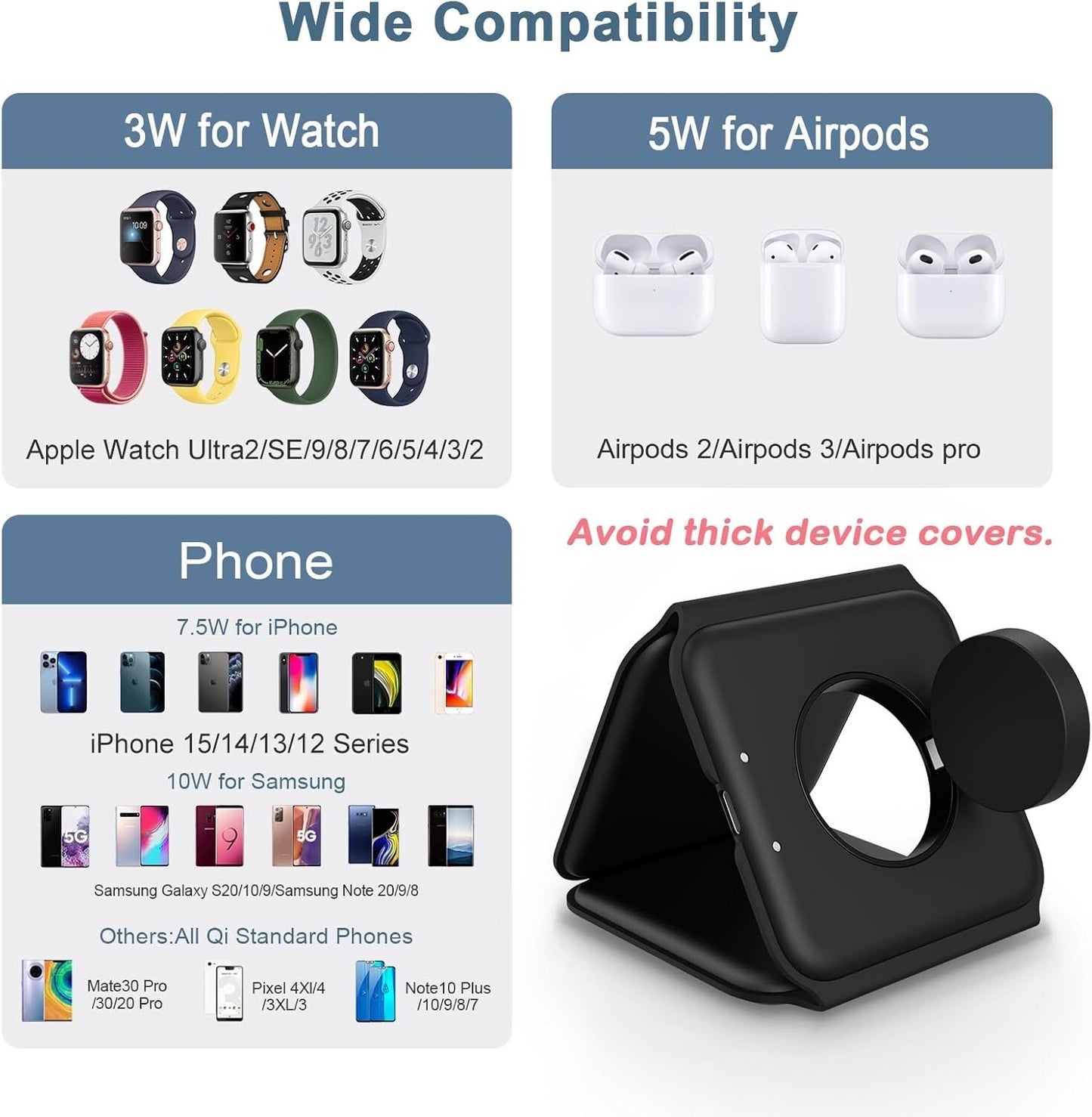 OEM 3 in 1 Foldable Wireless Charger Ankilo Magnetic Fast Charging Pad