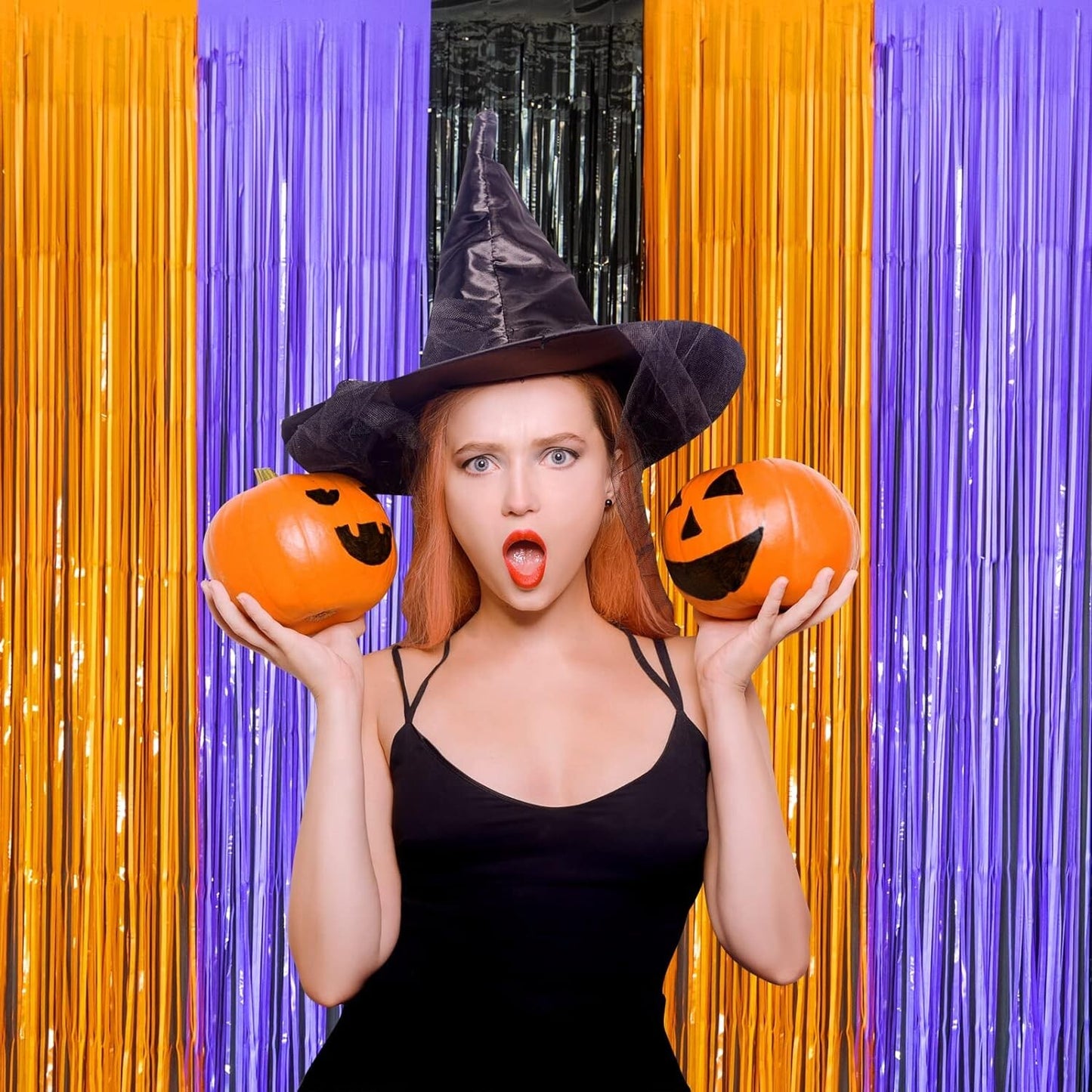 LOLStar Halloween Party Decoration 3 Pack Orange Purple Black Photo Booth Props