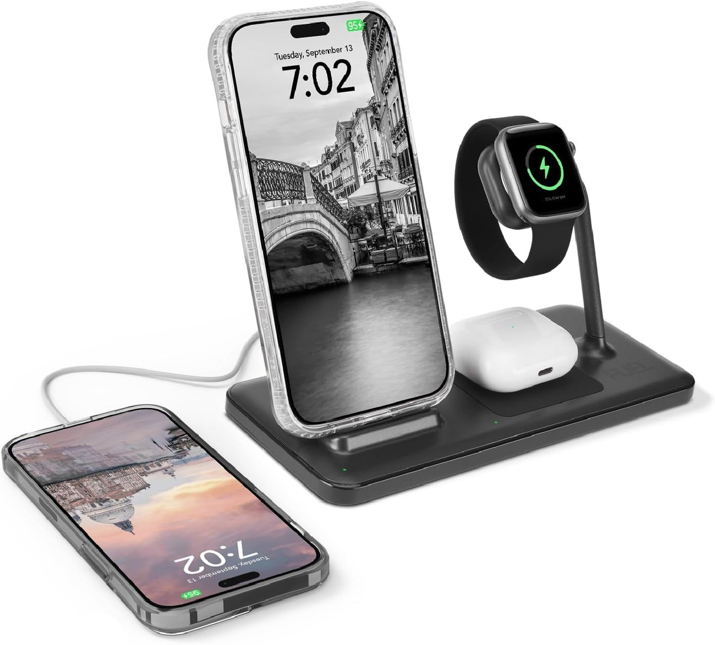 FUEL Fast Charger 4-in-1 Wireless Charging Station w/ Adapter for iPhone &iWatch