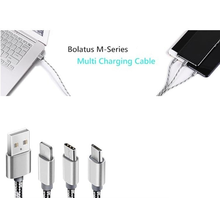 Bolatus 3-in-1 Multi Charging Cable for Cell Phones and Tablets
