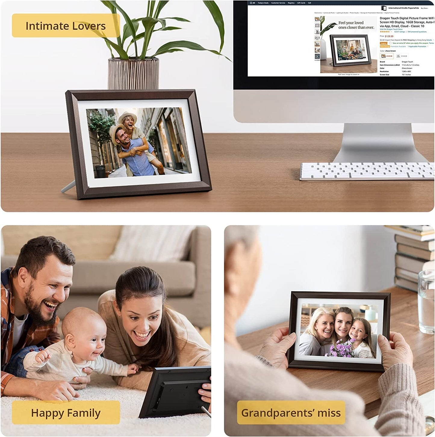 IPS 16GB Dragon Touch Digital Picture Frame 10 Touch Screen HD Display Storage