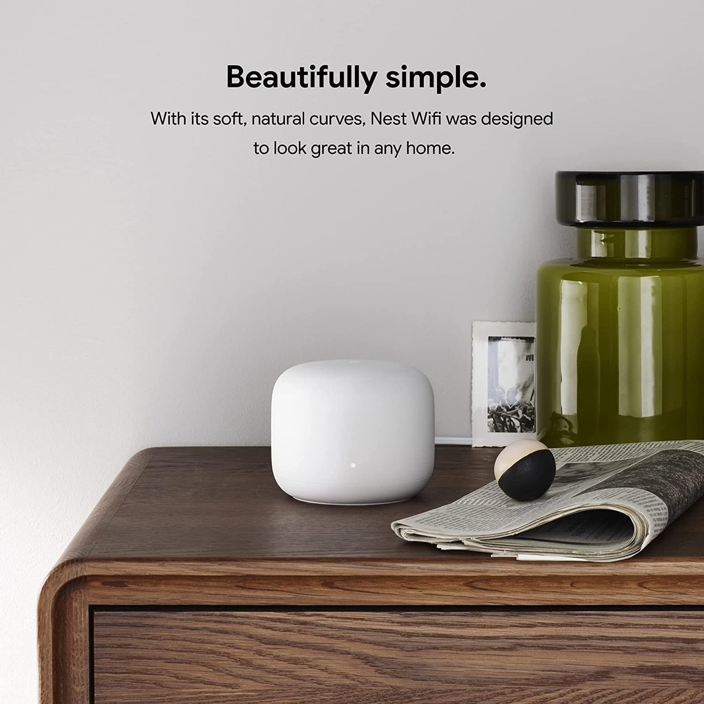 Nest WiFi Router + 2 Points (3-Pack) – Mesh WiFi with Smart Speaker, White