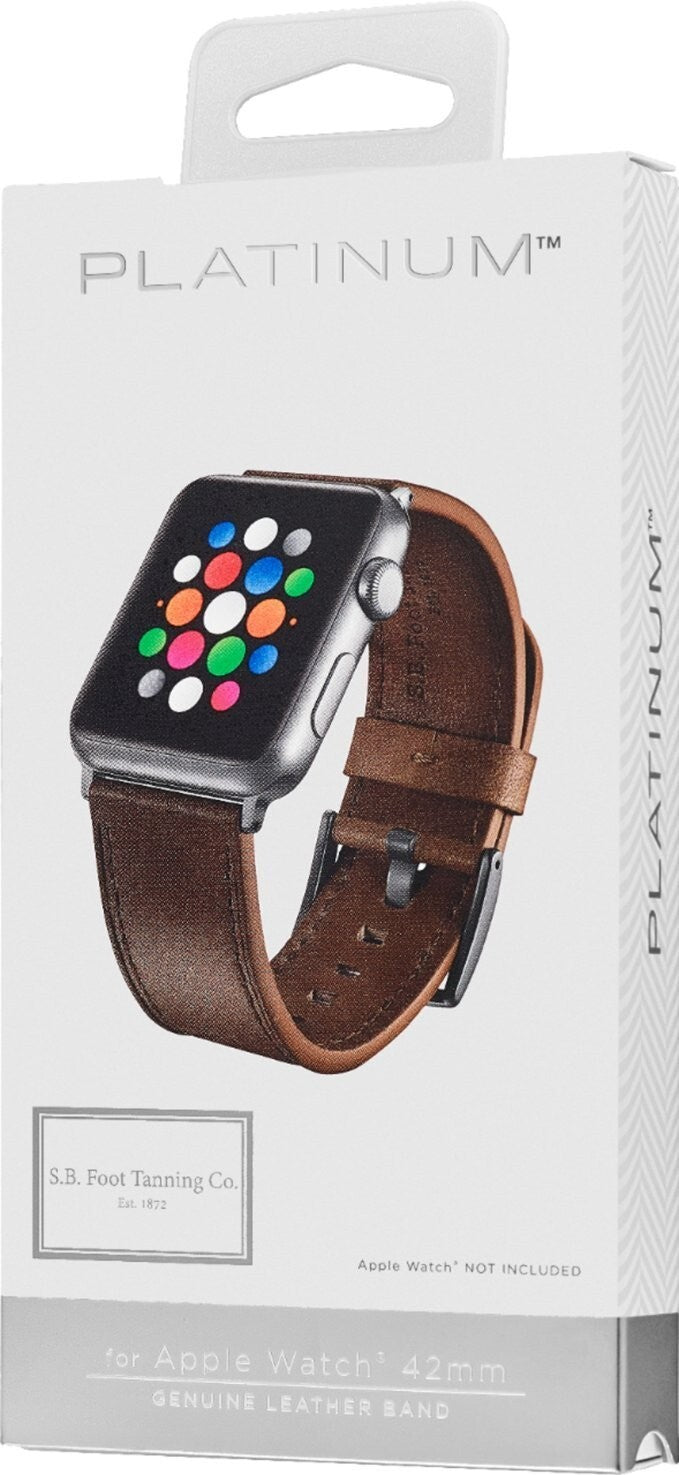 PT-AWB42YBL Genuine Leather Watch Strap 42mm 44mm Brown Platinum