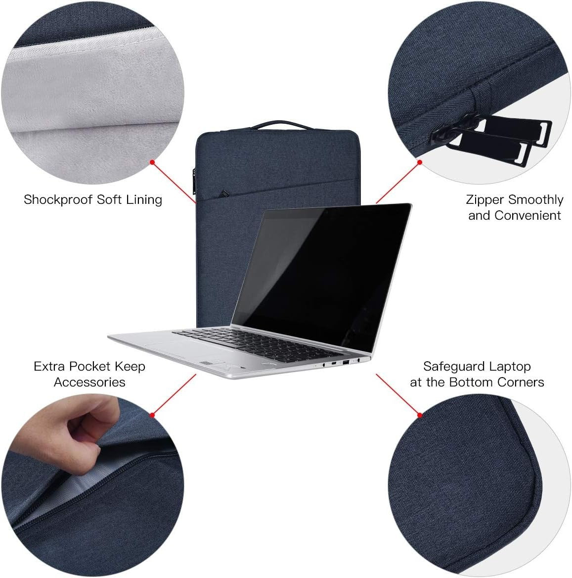 Blue Laptop Sleeve 15.6" Fits HP Pavilion, Dell Inspiron, Lenovo Chromebook Case