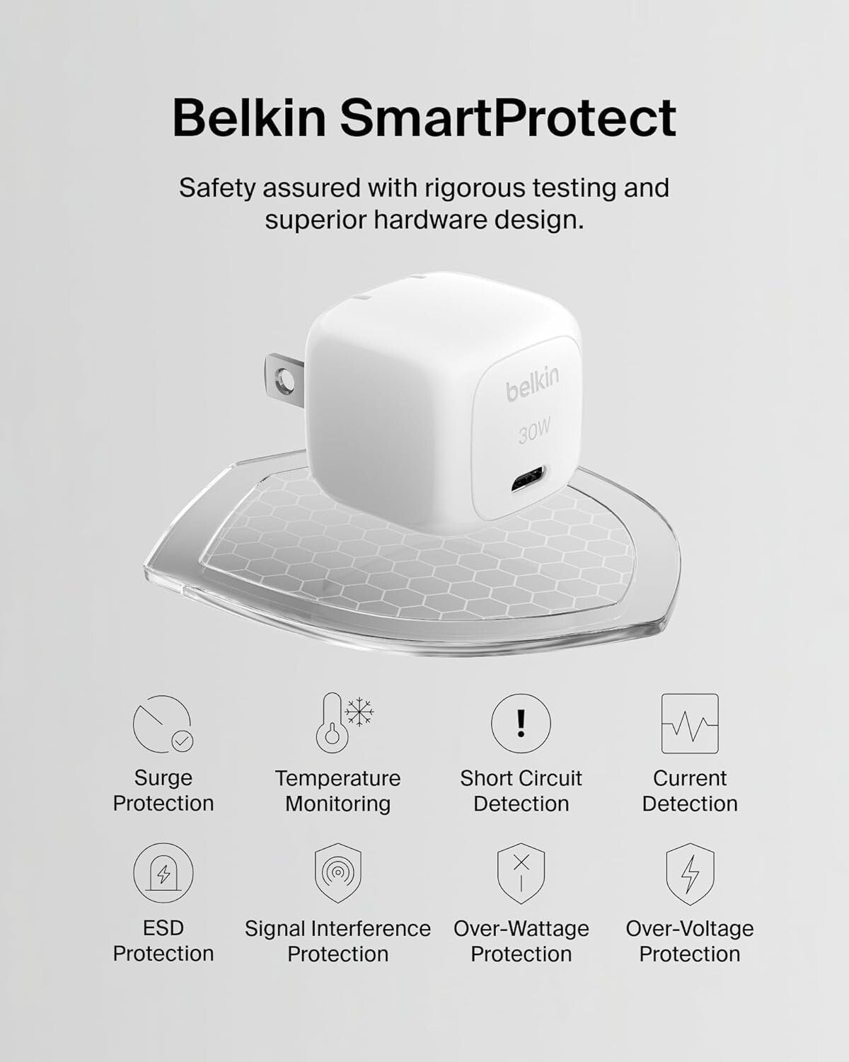 30W USB-C Belkin BoostCharge Compact Wall Charger Power Delivery Fast Charging