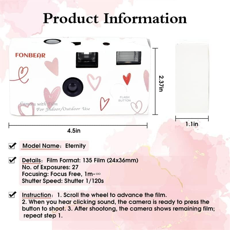 FONBEAR EXP- Disposable Cam Wedding 3 Pack 27 Single Use Cameras 35mm Film