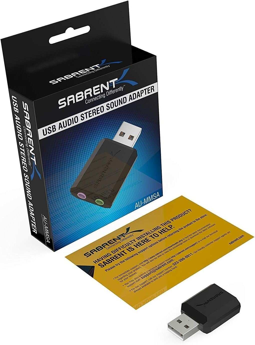 AU-MMSA USB Sabrent External Stereo 3D Sound Adapter Black
