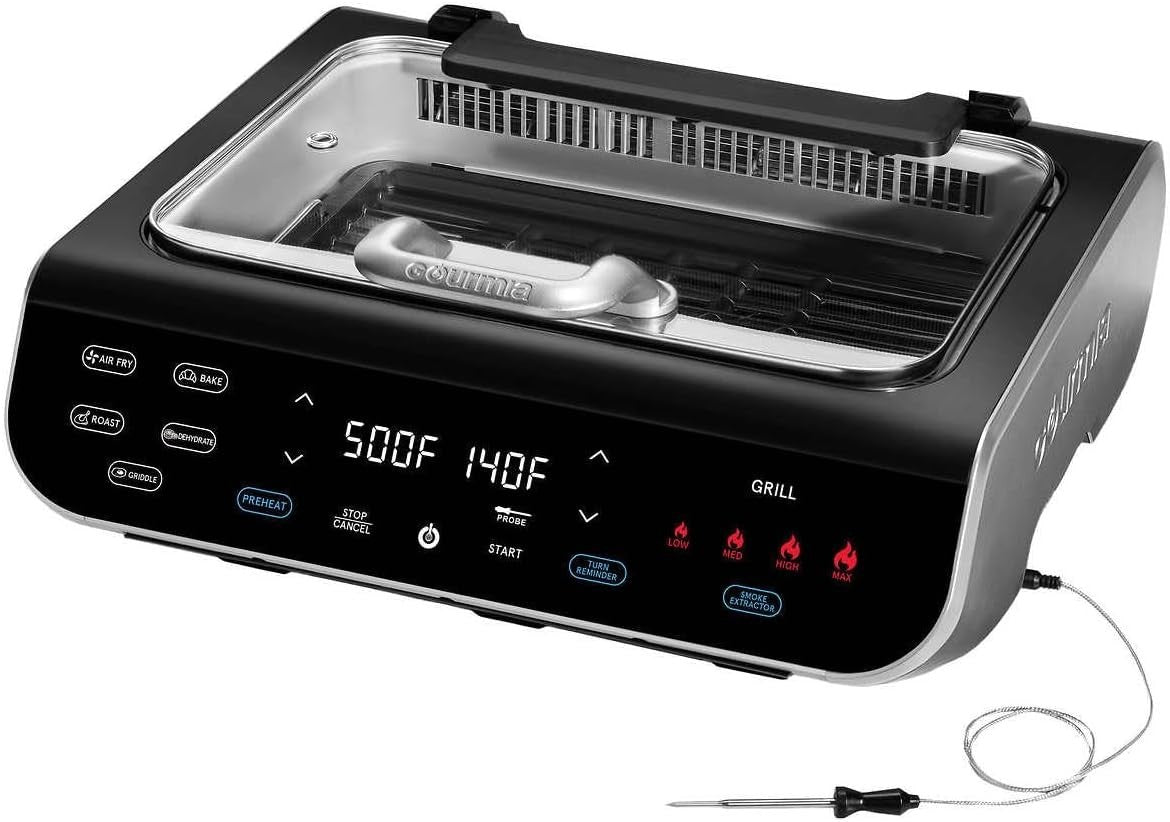 FoodStation Smokeless Grill & Air Fryer – 6-in-1, XL Surface, Temp Probe