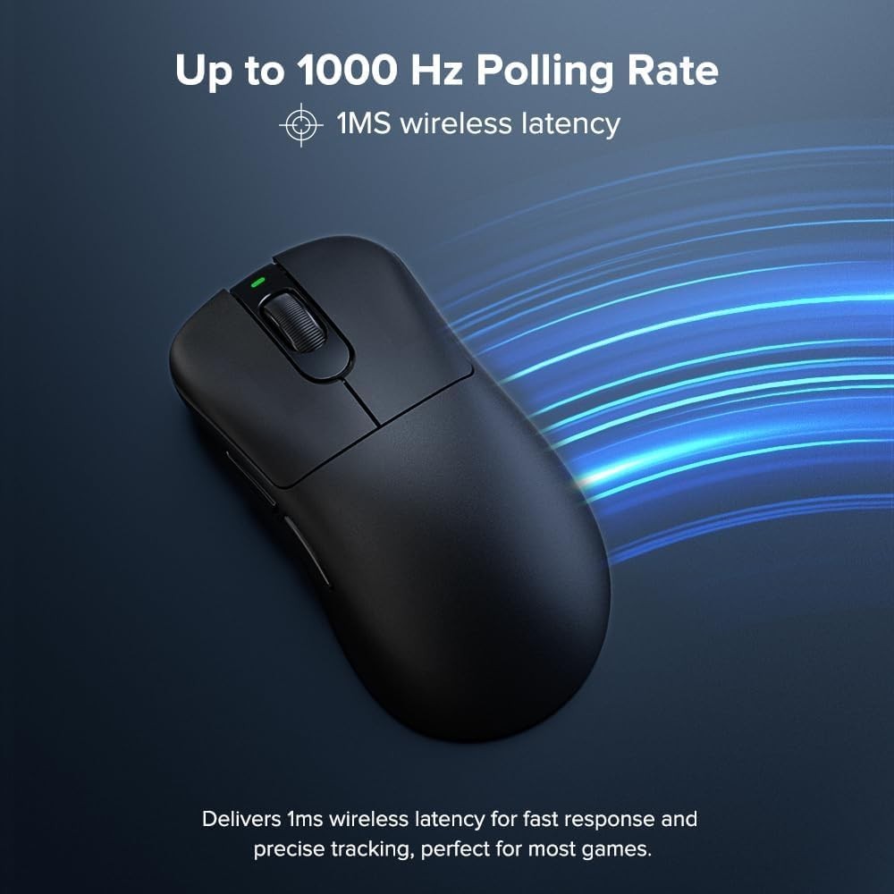 Wireless Gaming Mouse 24000 DPI – Wired/2.4GHz/Bluetooth, 150H Battery, Black