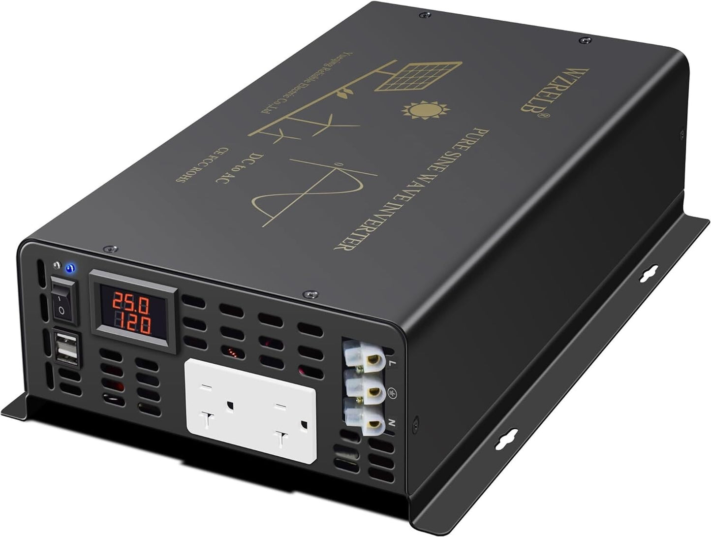 3000 24VDC Watt Pure Sine Wave Power Inverter to Peak Builtin Soft
