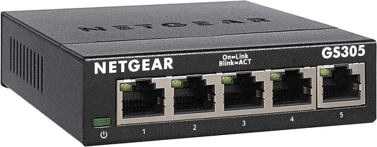 NETGEAR GS305 5Port Gigabit Ethernet Unmanaged Switch Desktop Quiet Fanless