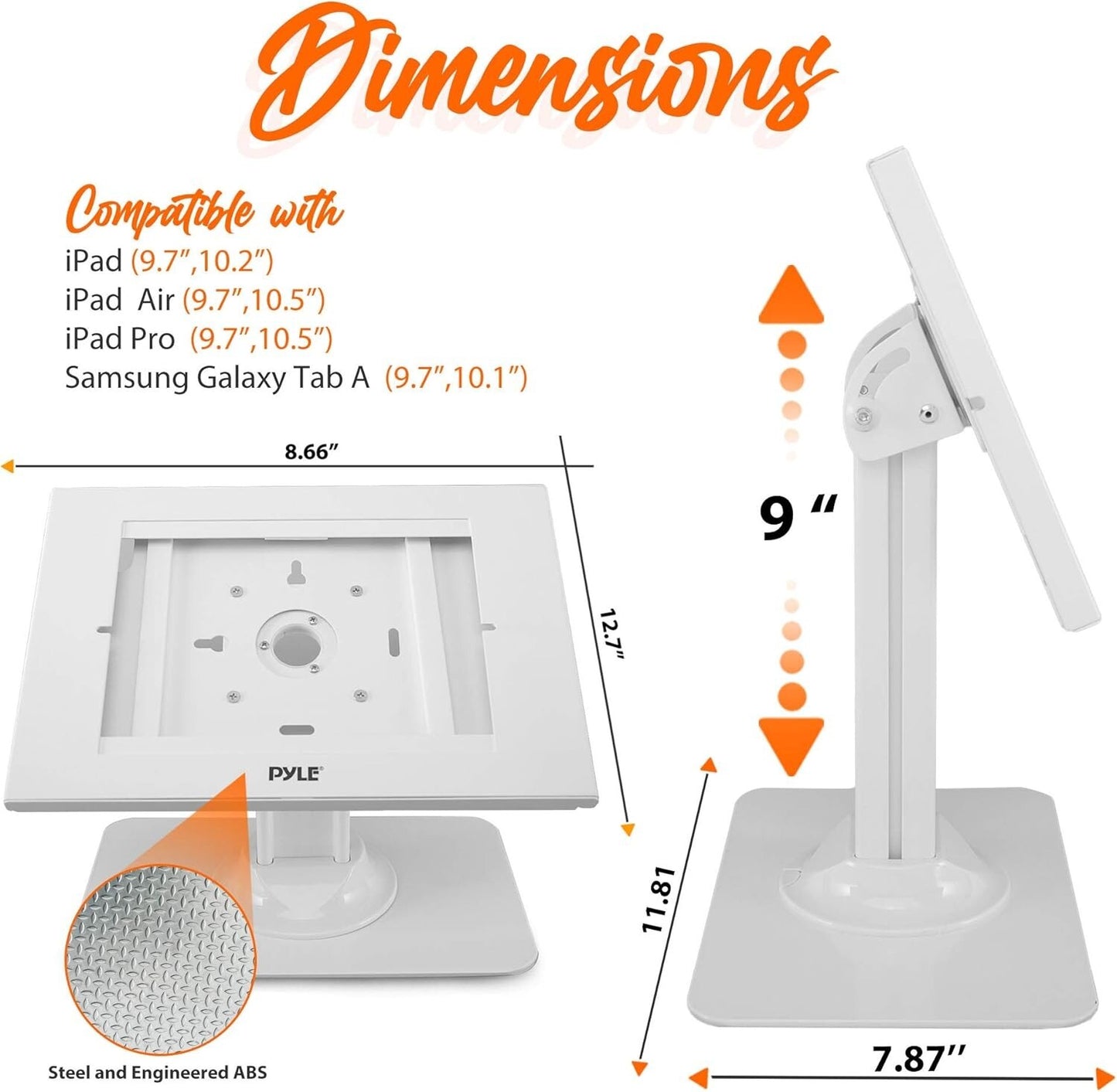 PSPADLK18-WHITE Pyle Anti Theft Tablet Security Stand Mount Desktop Kiosk Stand