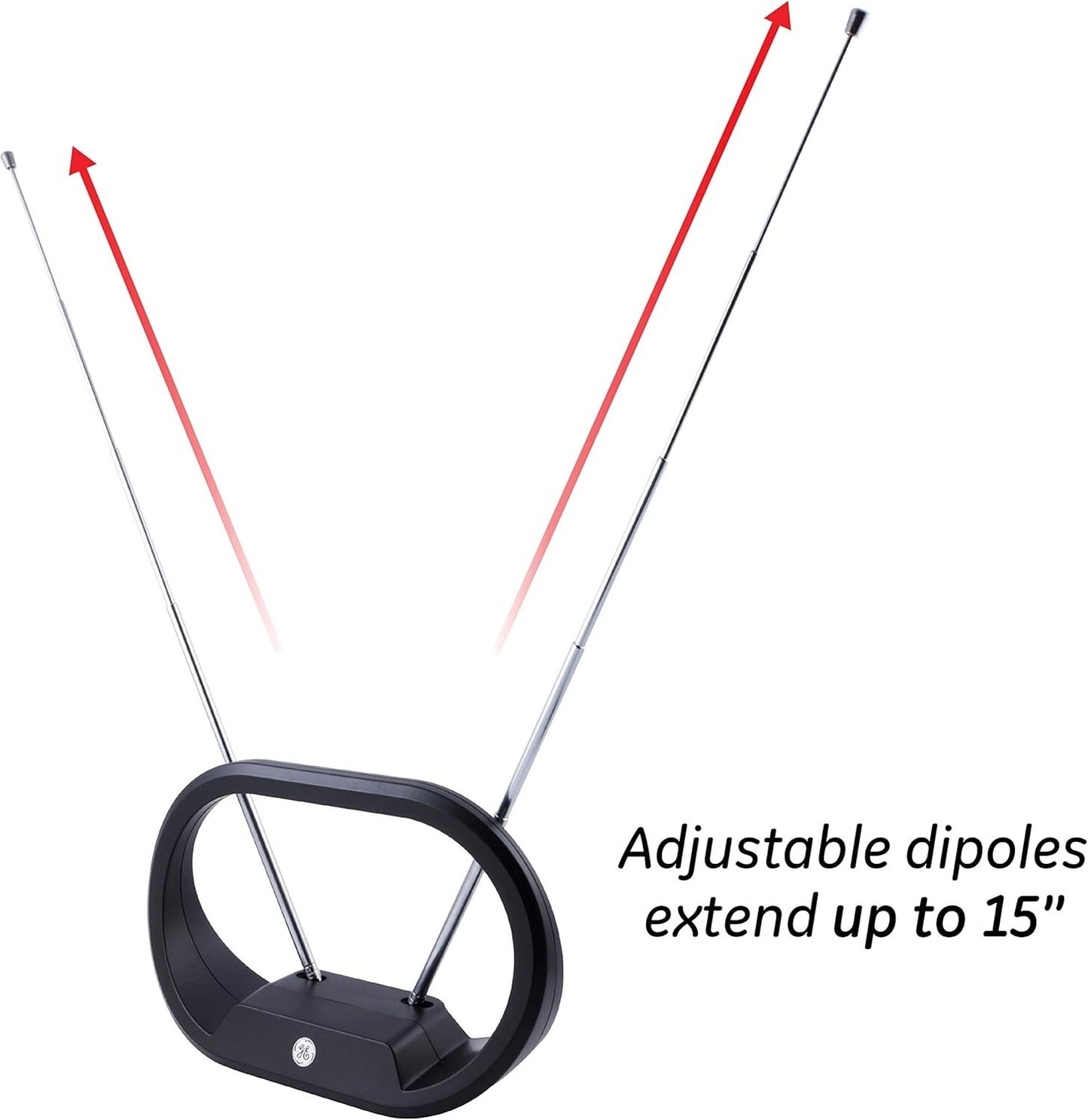 HDTV 33675 GE Modern Loop Indoor Antenna 4K Ultra HD 1080p 4ft