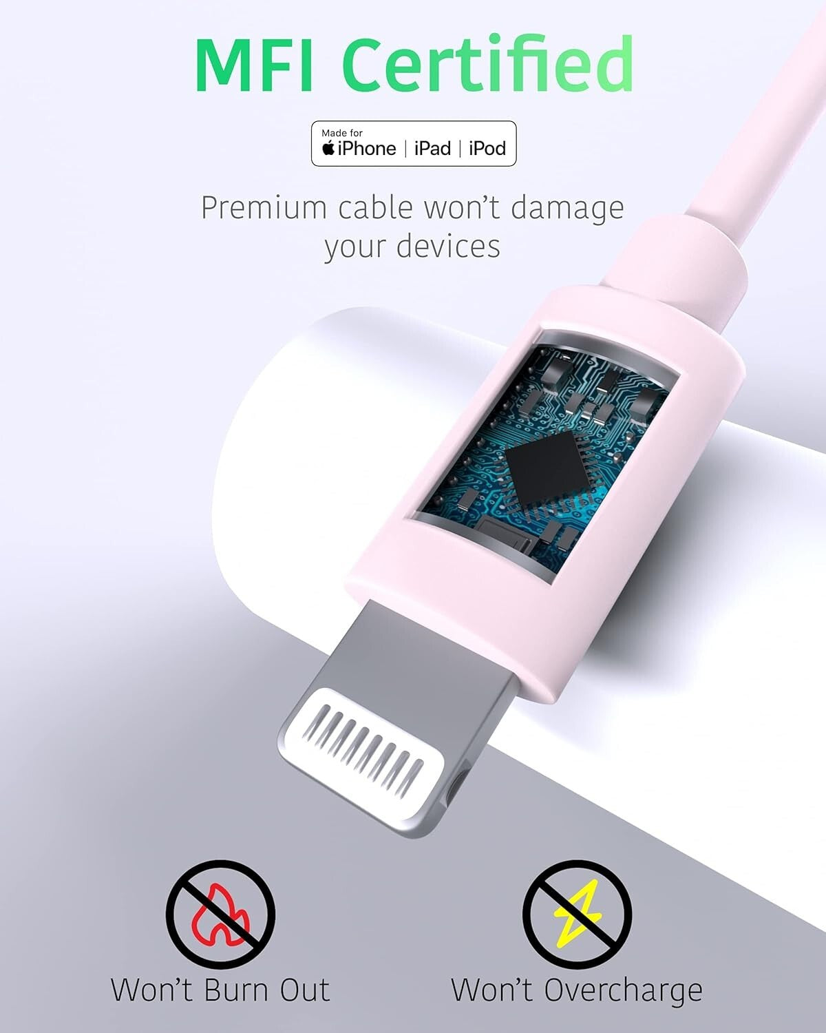 TALK WORKS Charger Cable Compatible wiPhone 13ProPro Max Pink