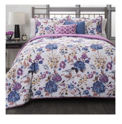 Fabel Floral 5Pc King Comforter Set Bedding