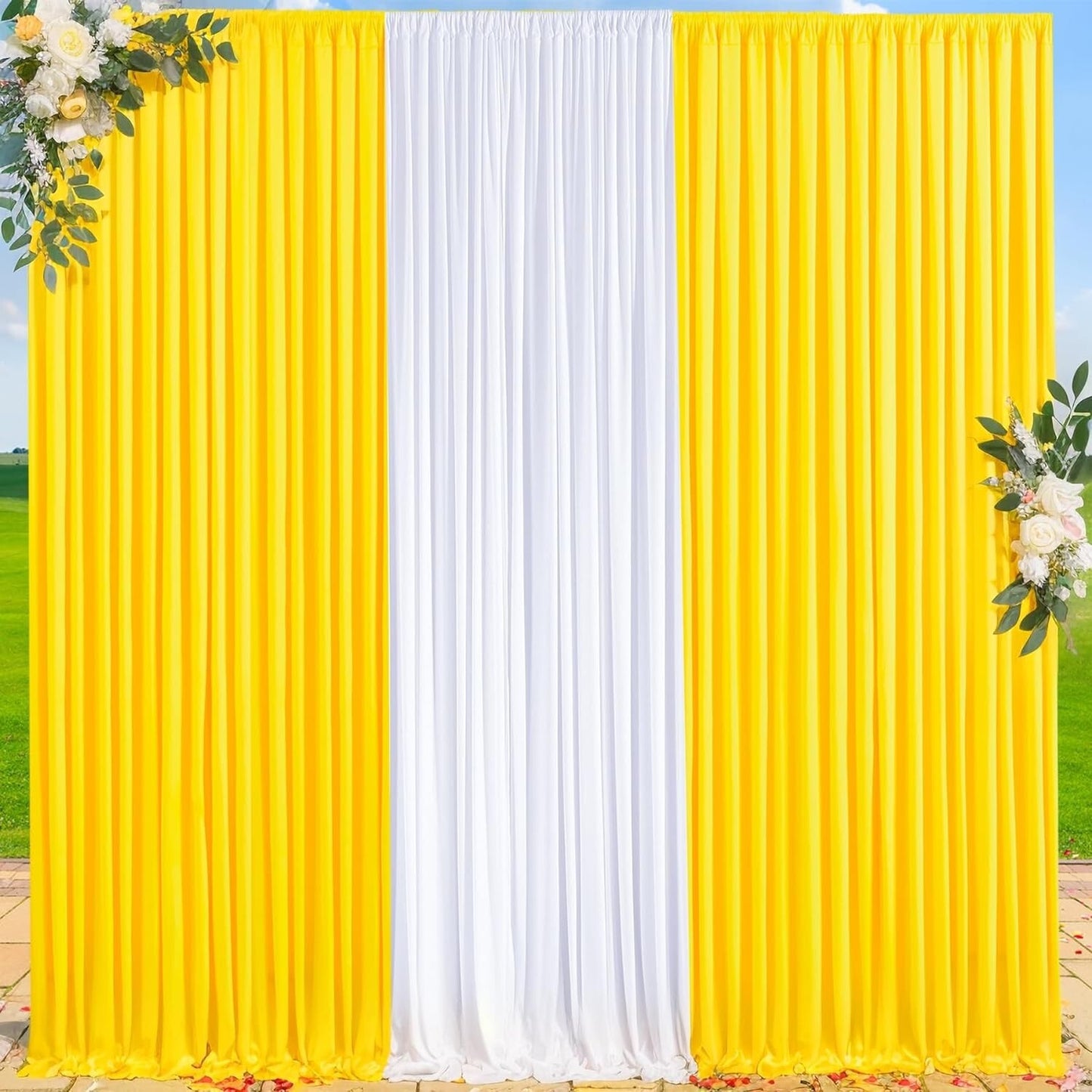 10ft x 7ft Yellow Backdrop Curtain Parties Yellow Wrinkle Free Backdrop Drap