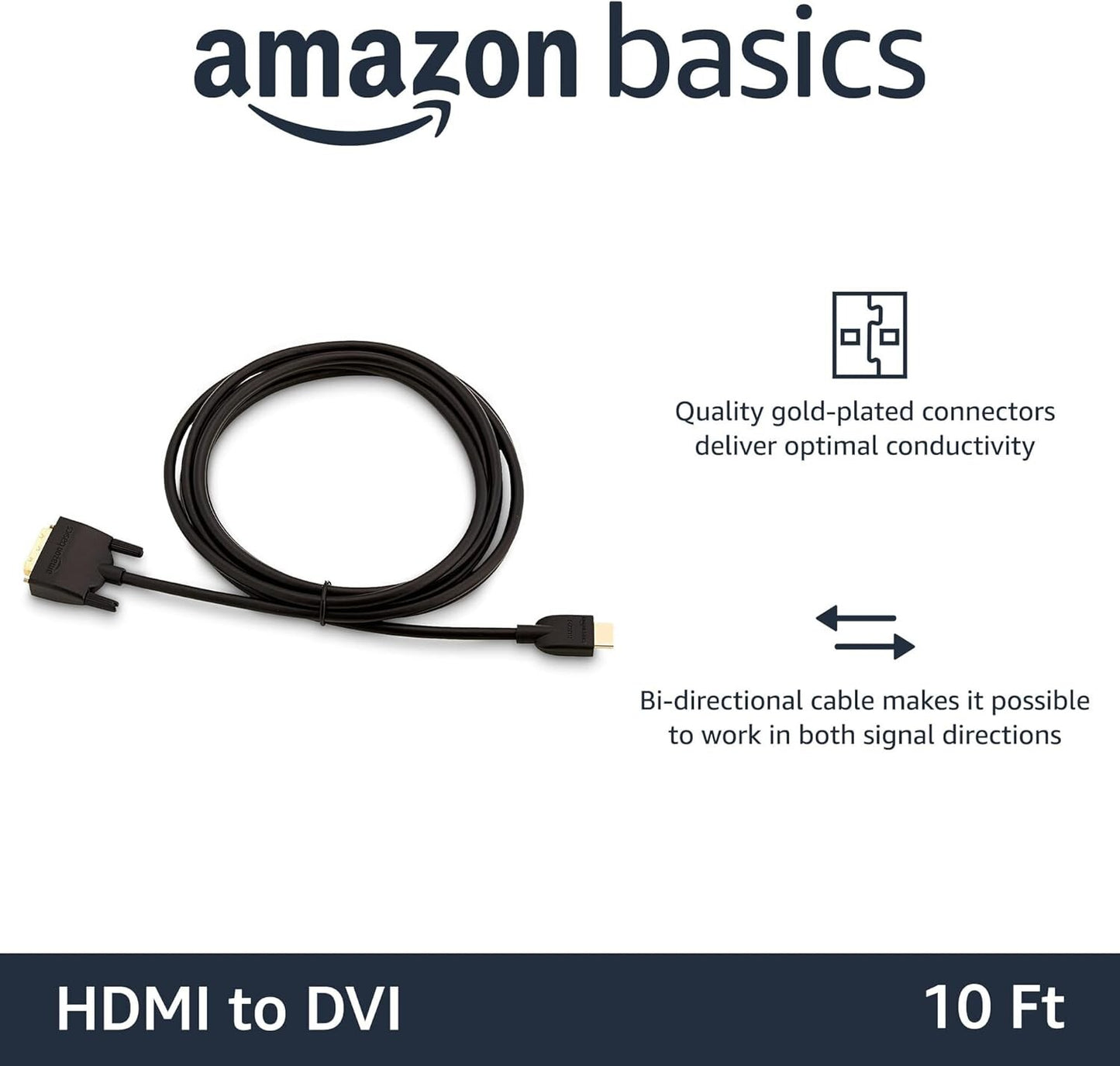 HDMI DVI Amazon Basics to Adapter Cable BiDirectional 1080p Black 1 Pack