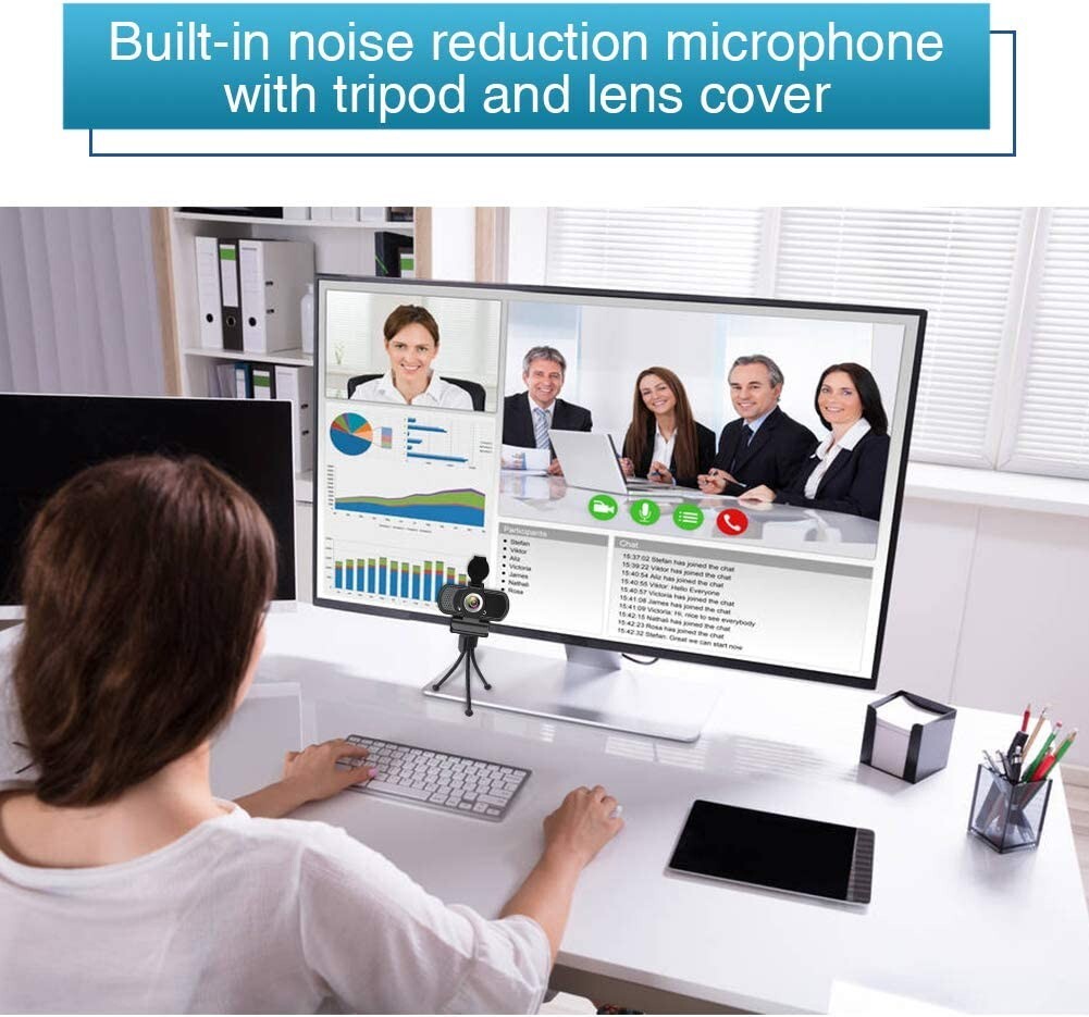 HZQDLN 1080P Webcam HD Webcam w Mic Desktop Laptop Camera w Degree