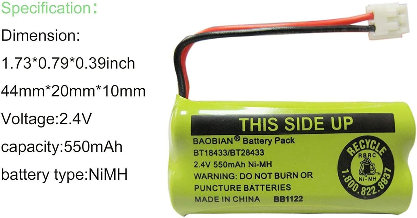 BT18433 BT28433 Cordless Phone Battery Compatible ATTLucent