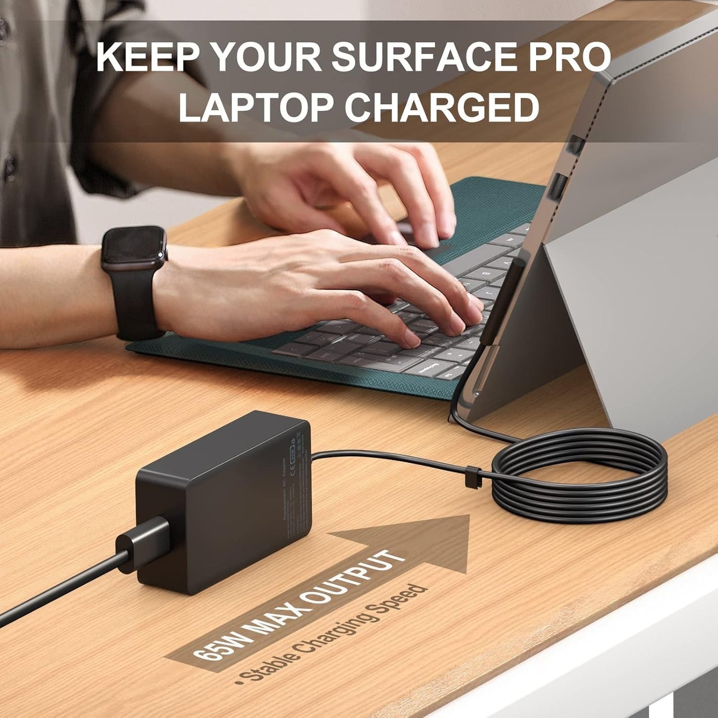 65W Charger for Microsoft Surface Pro 9/8..4/3/X Laptop 5/Studio/Go/Book + Case