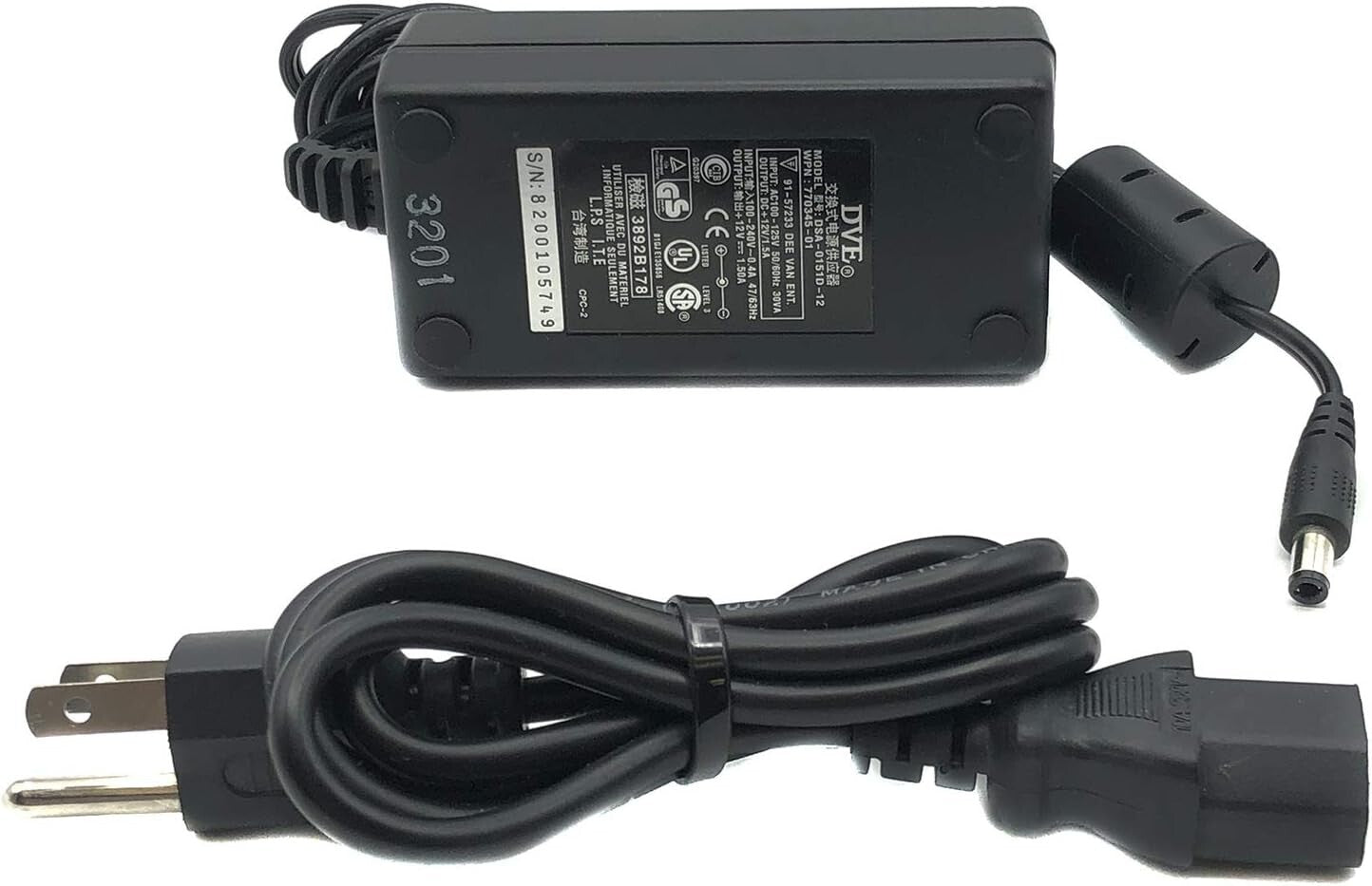 DVE DSA-0151D-12 Power Supply – 12V DC 1.5A Adapter for Electronics & Devices