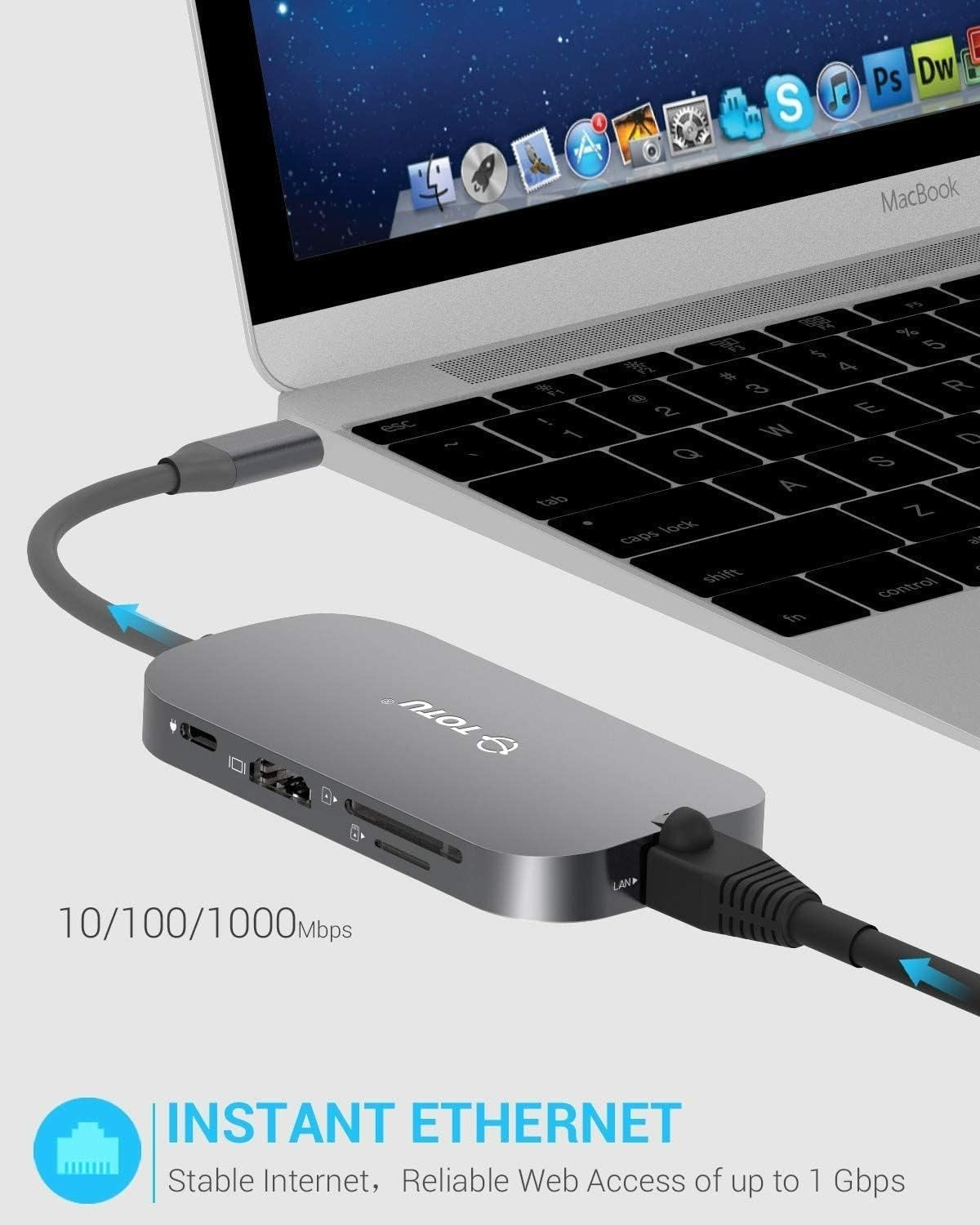 9-in-1 USB-C Hub w/ HDMI, Ethernet, USB 3.0, PD – for MacBook & Type-C Laptops