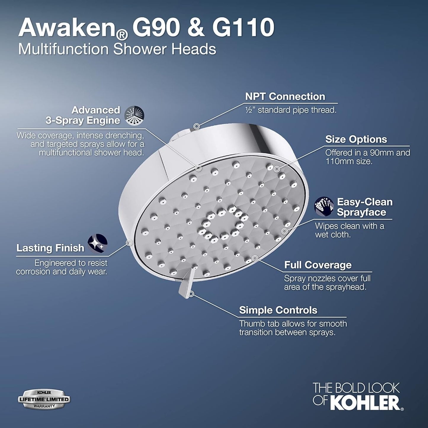 KOHLER G90 Awaken 20 Gpm Multifunction Showerhead