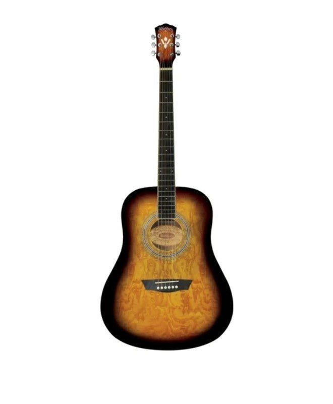 Washburn Premium Acoustic Guitar Pack Quilted Maple Top Vintage Tobacco Burst