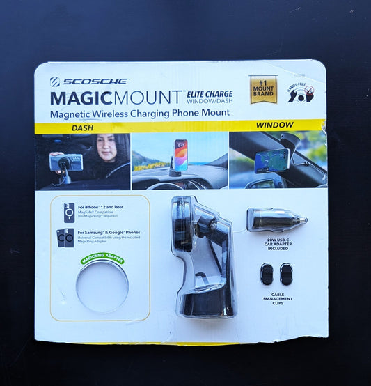 Scosche Qi2 MagSafe Car Mount 15W Wireless Charger w/ Suction Cup, iPhone 16/15