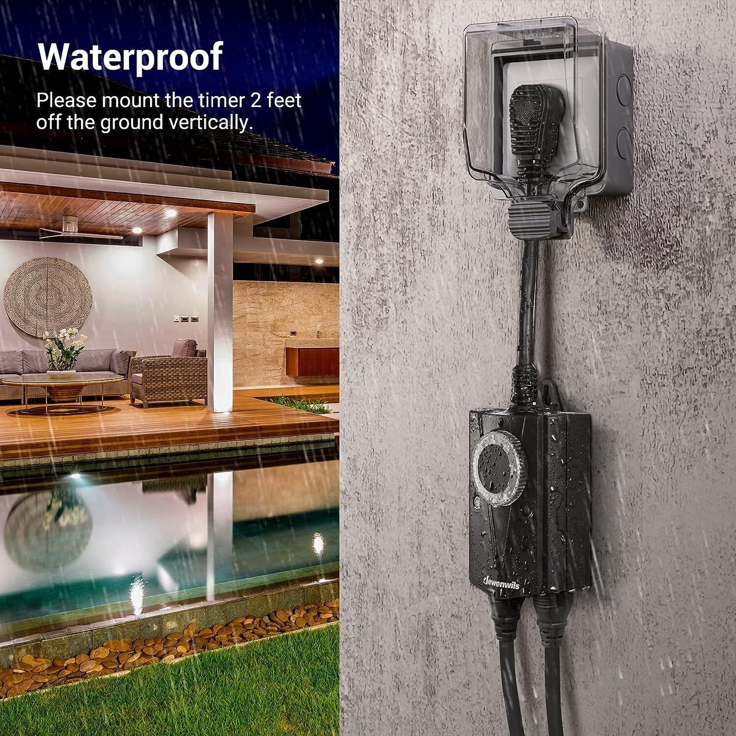 DEWENWILS Outdoor Light Timer Waterproof Plug in Timer Switch Electrical Outle
