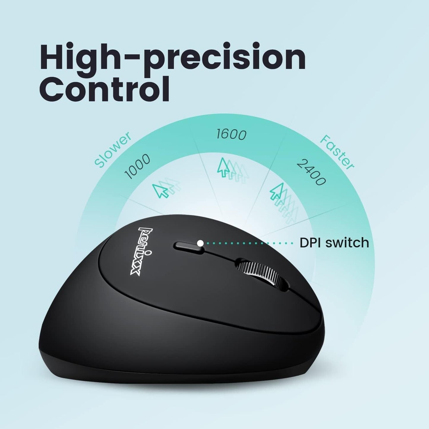 PERIMICE-819B Perixx Bluetooth Portable Vertical Mouse Wireless 3in1 MultiDev