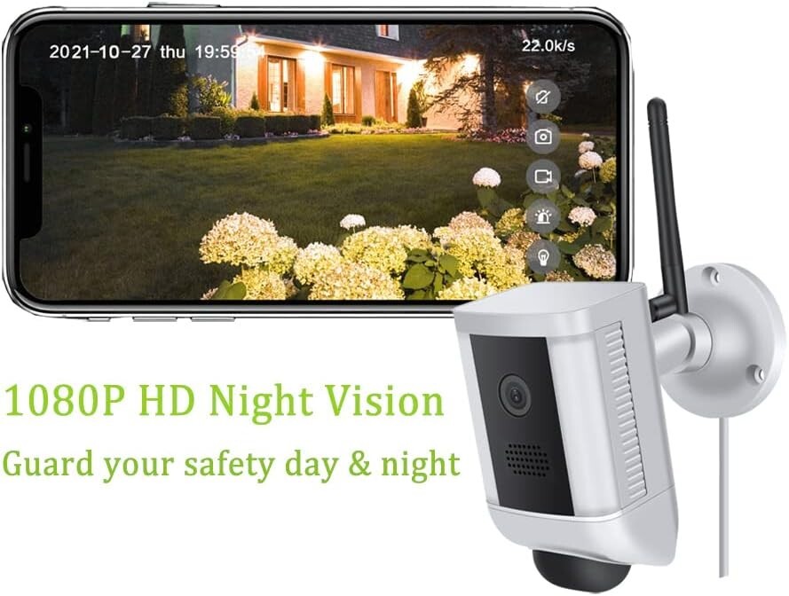 1080P Spotlight Outdoor Home Security Camera HD Surveillance w Motion Detector