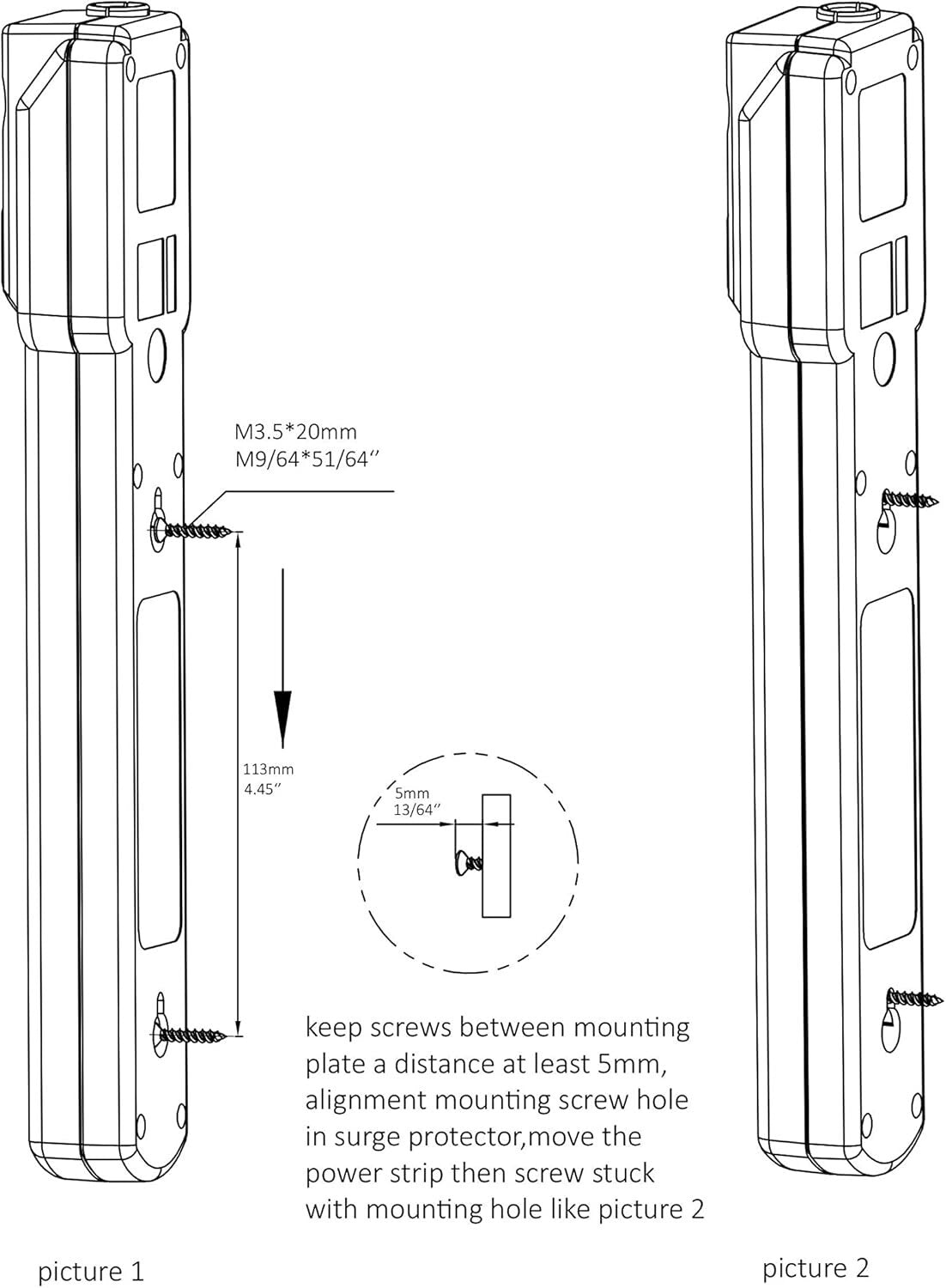 Amazon Basics 2' feet 6-Outlet 200 Joule Surge Protector Power Strip - 2 pack