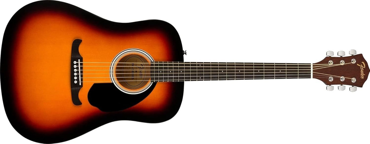 Fender FA-125 Dreadnought Pack – Sunburst Guitar + Stand, Tuner, Picks, Strings