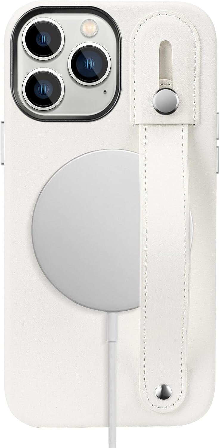WHITE SaharaCase FingerGrip MagSafe Phone iPhone 15 Pro Max Shockproof