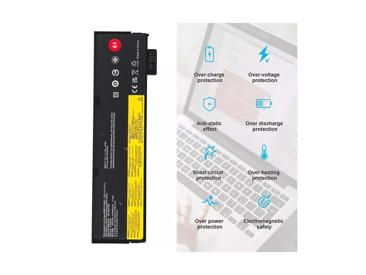 Laptop Battery for Lenovo ThinkPad T470/80 T580 P52S A485, 01AV423/25 11.4V 24Wh