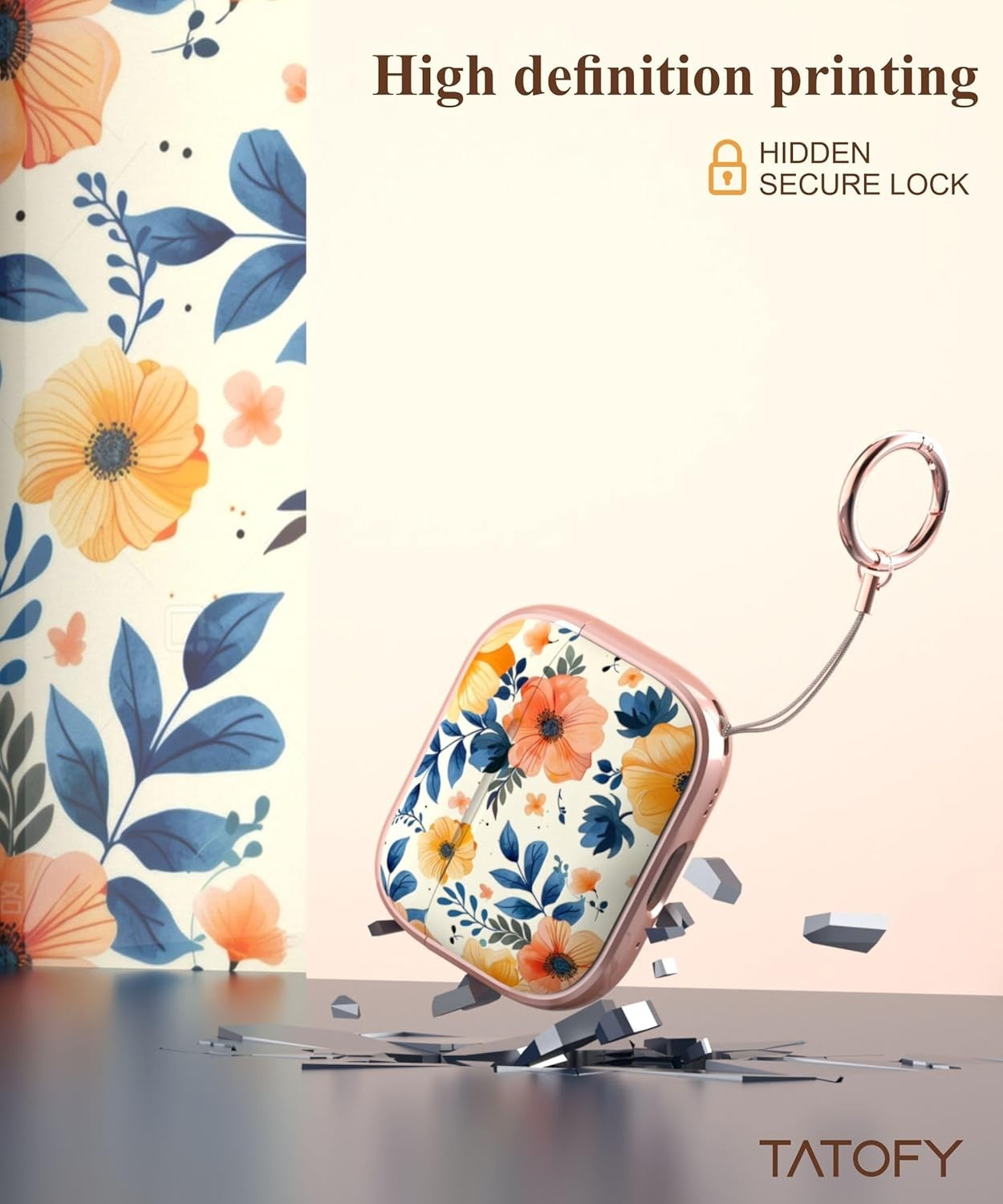 TATOFY AirPods Pro 1 & 2 Case with Lock – Floral Hard Cover + Cleaner Kit