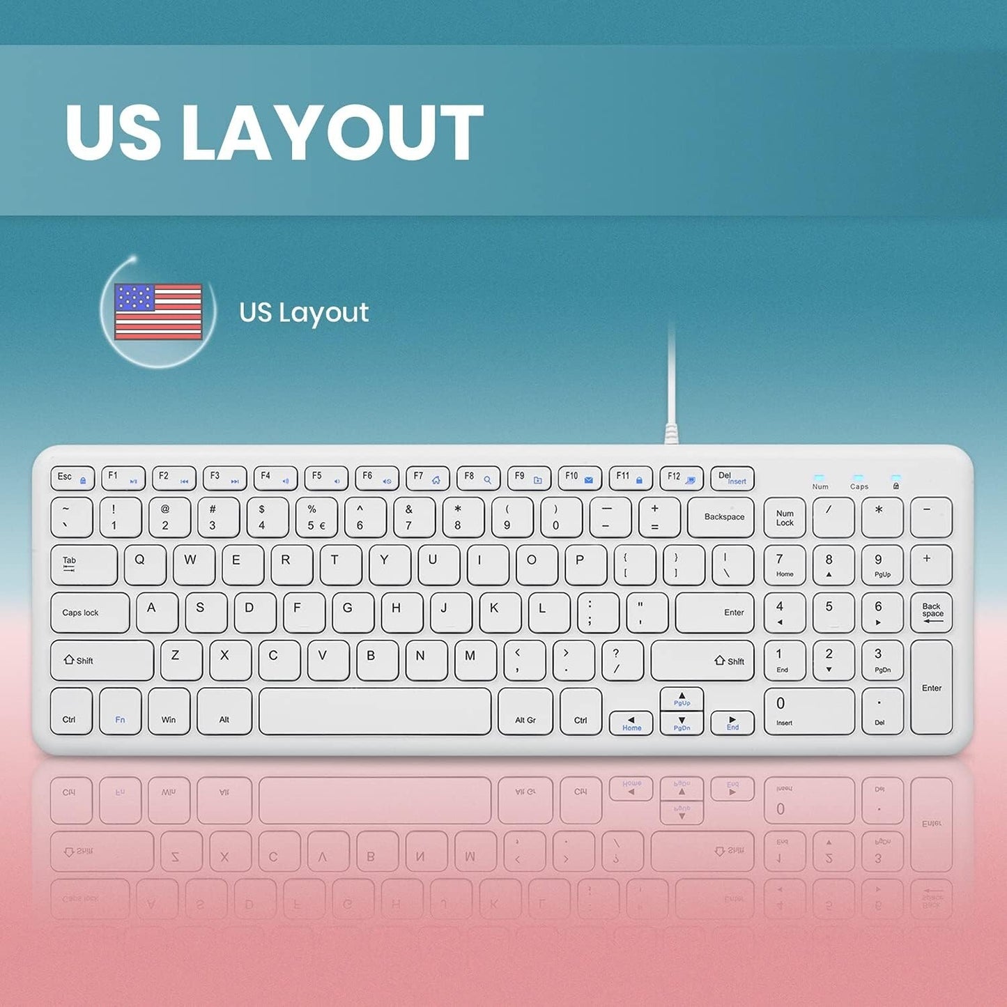 PERIBOARD-213W USB Perixx Wired Quiet Scissor Keyboard