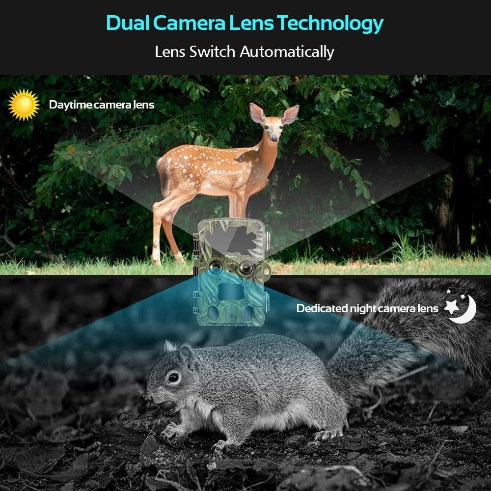 20MP Ctronics Trail Camera DualLens Starlight Night Vision 4K Wildlife