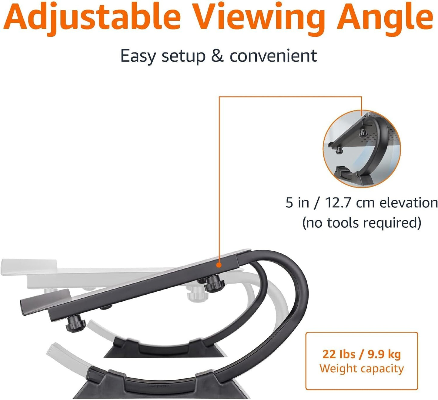 Amazon Basics Adjustable Laptop Stand Riser Monitors Laptops up to 22lb