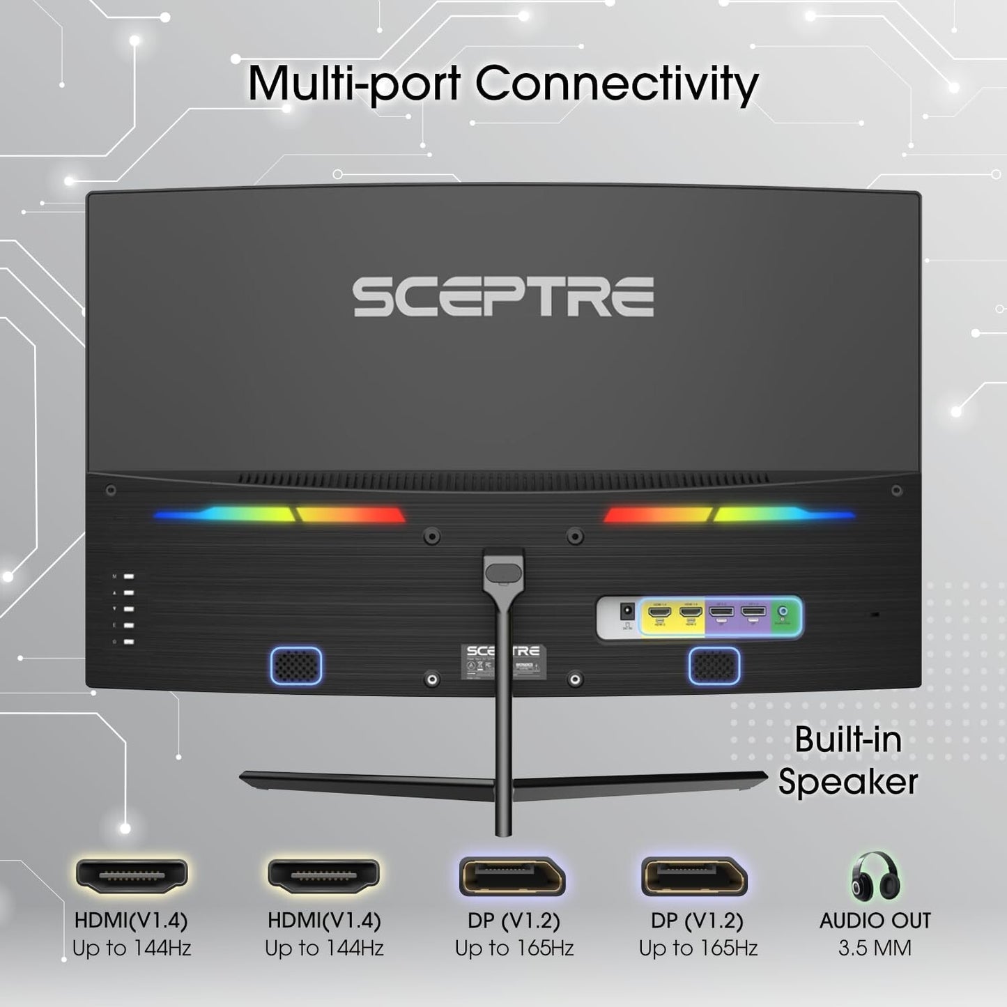 24- HDMI Sceptre inch Curved Gaming Monitor 1080p up to 165Hz DisplayPort