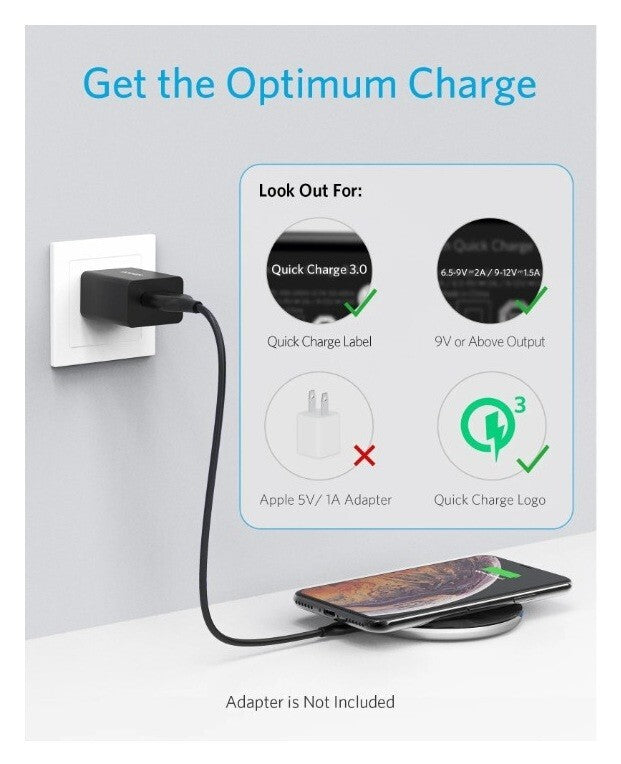 Anker PowerWave Pad Lite Wireless Charging Pad Power Adapter 5W Black
