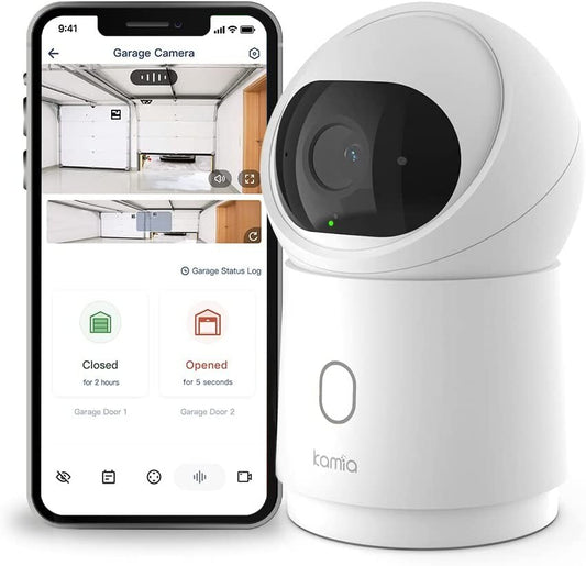 KAMIA Smart Garage Door Sensor w 2K WiFi Cam 2Door OpenCloseLeftOpen Alert