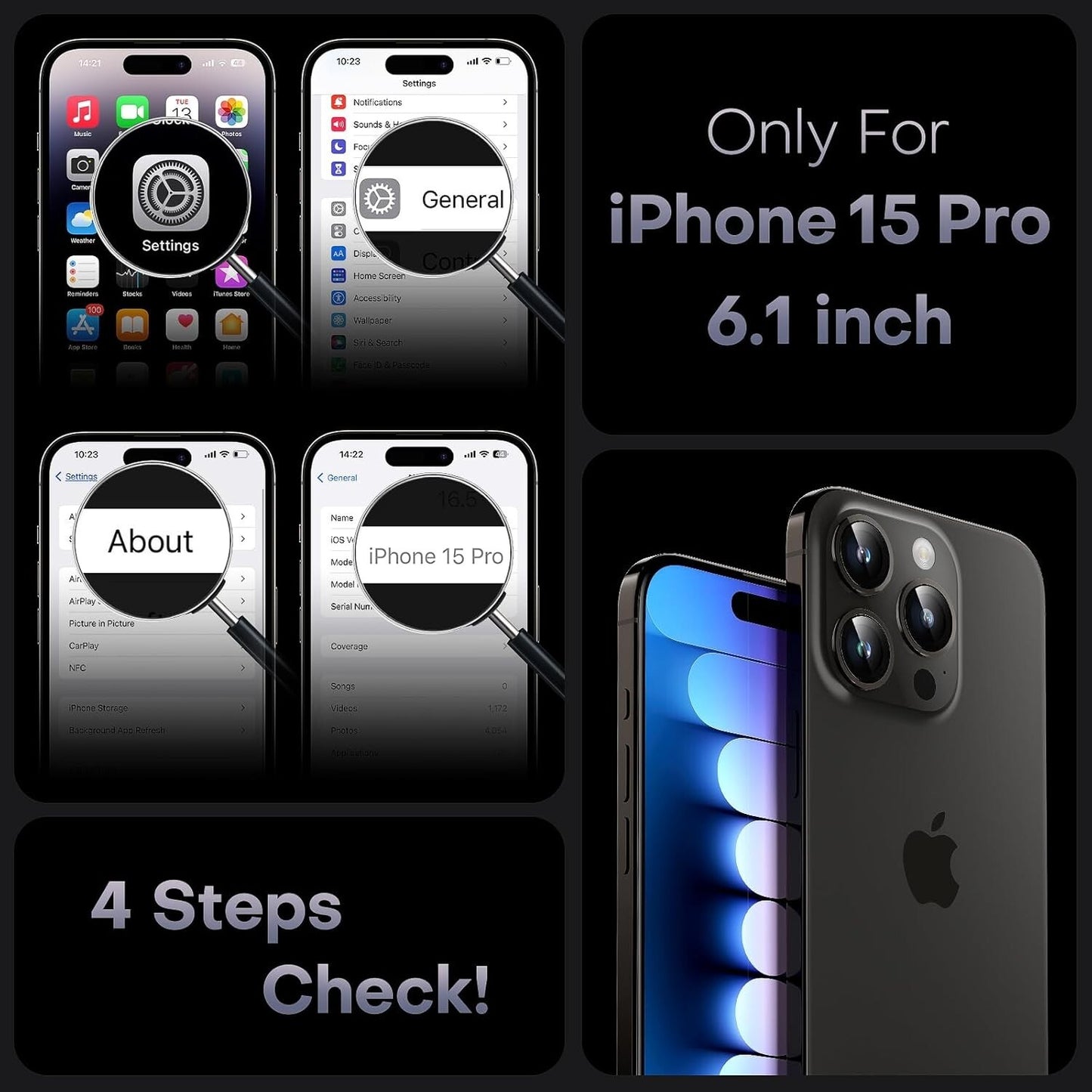 TOCOL -BLACK Magnetic iPhone 15 Pro fit MagSafe Translucent Matte Back