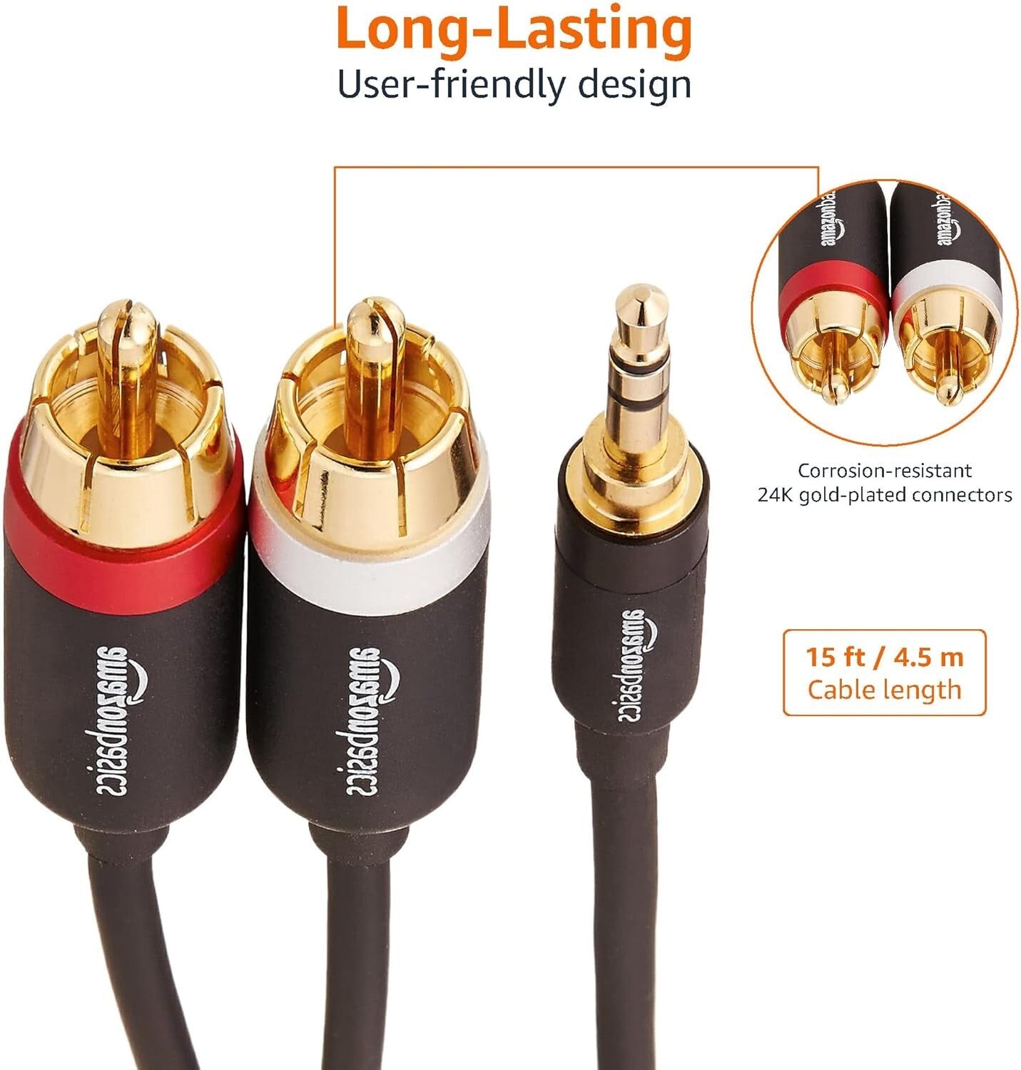 RCA Amazon Basics 35 Aux To 2 X Adapters Audio Cable Amplifiers Active